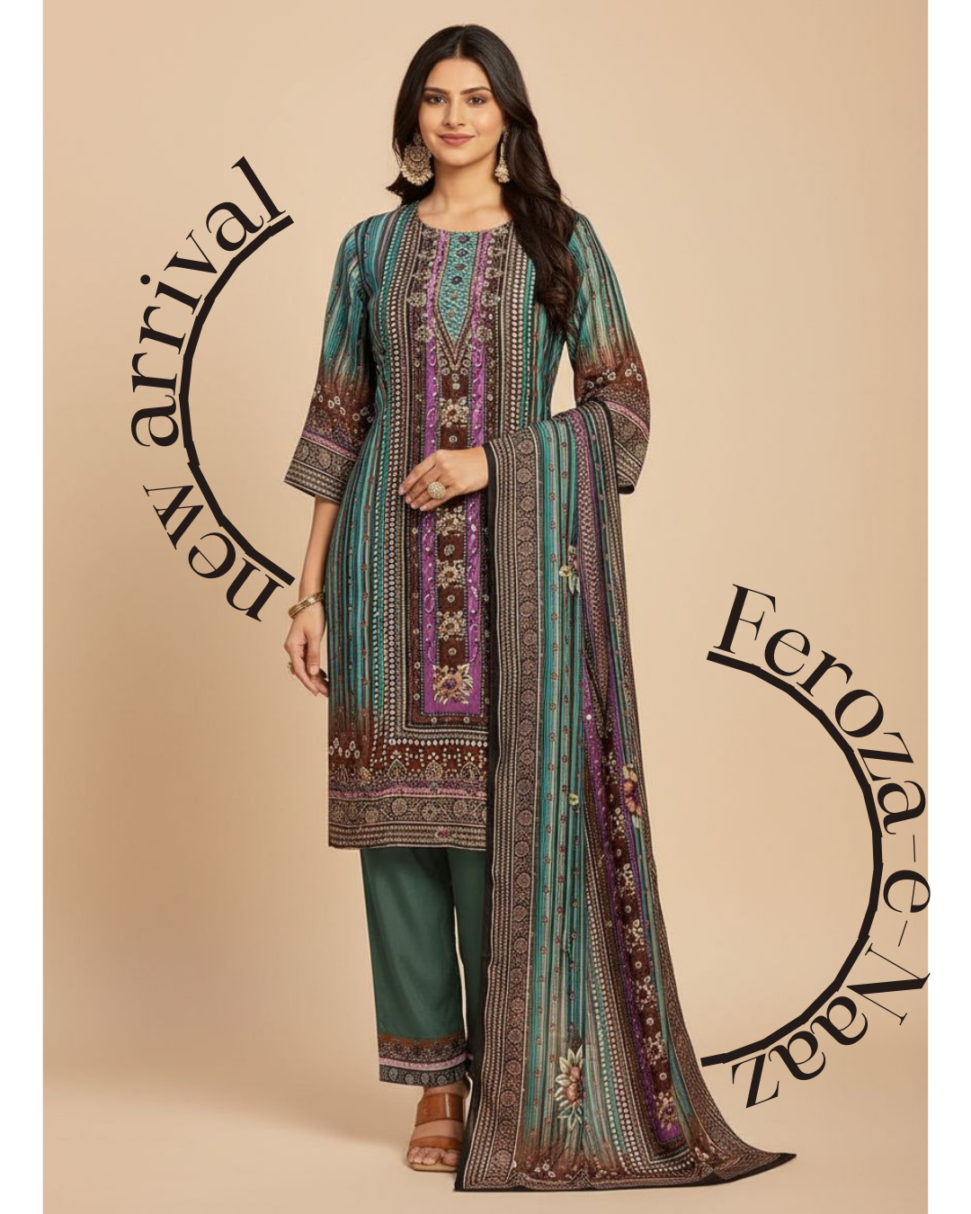 Feroz-e-Naaz (Unstitched) – Saira Cotton Suit | 100% Cotton