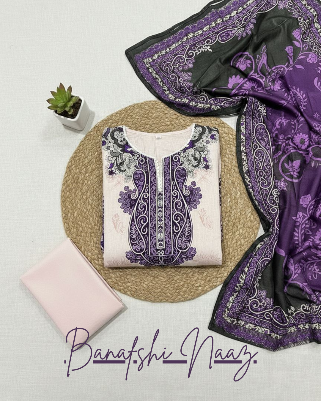 Banatishi-Naaz (Unstitched) – Saira Cotton Suit | 100% Pure Cotton