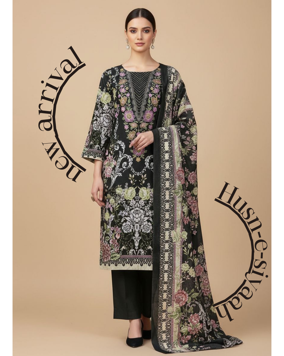 Husn-e-Siyaah (Unstitched) – Saira Cotton Suit | 100% Cotton