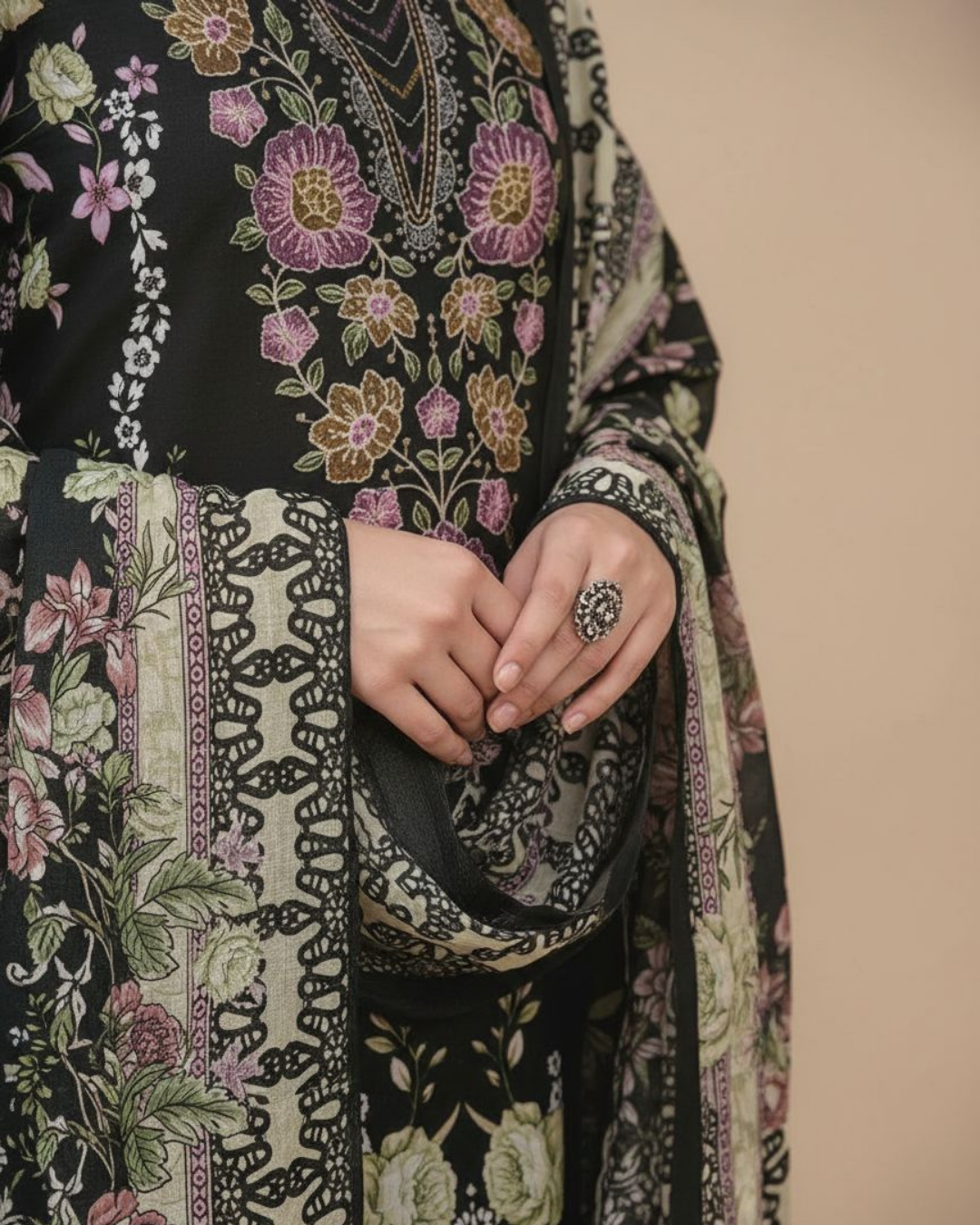 Husn-e-Siyaah (Unstitched) – Saira Cotton Suit | 100% Cotton