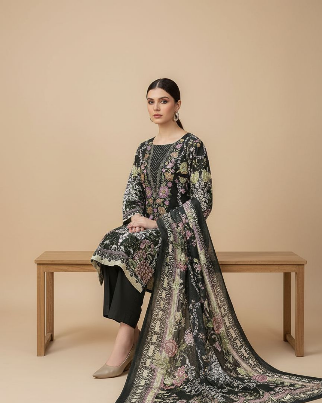 Husn-e-Siyaah (Unstitched) – Saira Cotton Suit | 100% Cotton