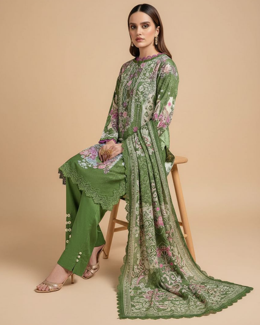 Sabz Naaz (Unstitched) – Saira Cotton Suit | 100% Cotton