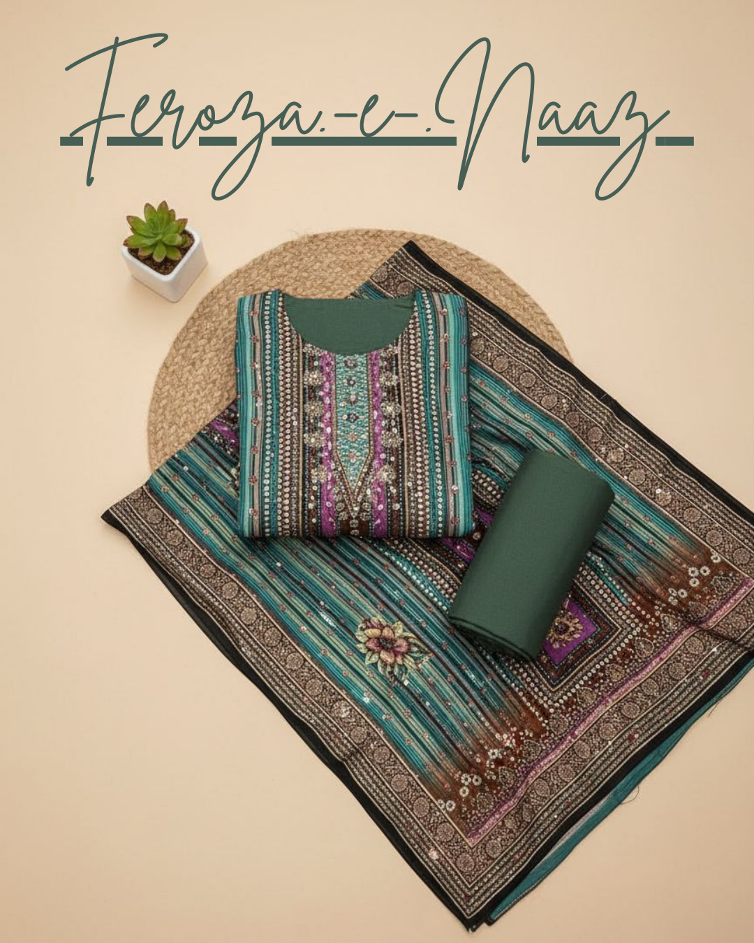 Feroz-e-Naaz (Unstitched) – Saira Cotton Suit | 100% Cotton