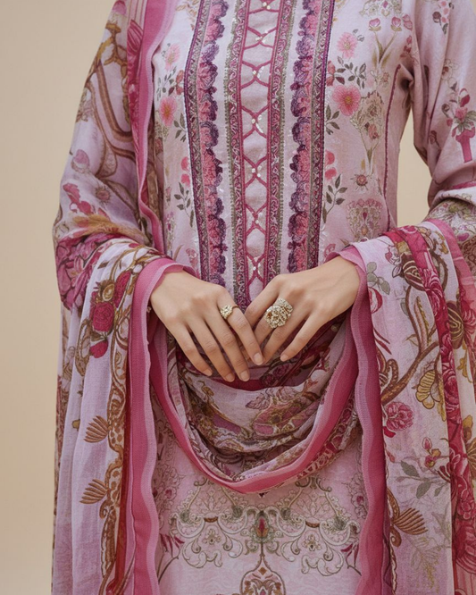 Gulabi Khwaab(Unstitched) – Saira Cotton Suit | 100% Pure Cotton
