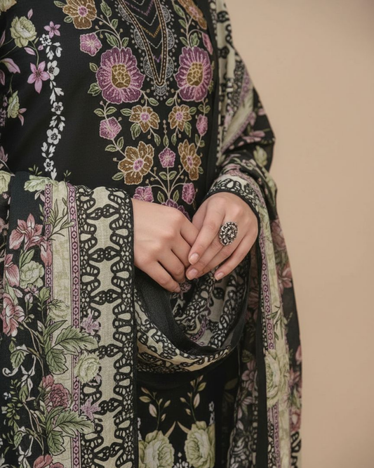 Husn-e-Siyaah (Unstitched) – Saira Cotton Suit | 100% Cotton